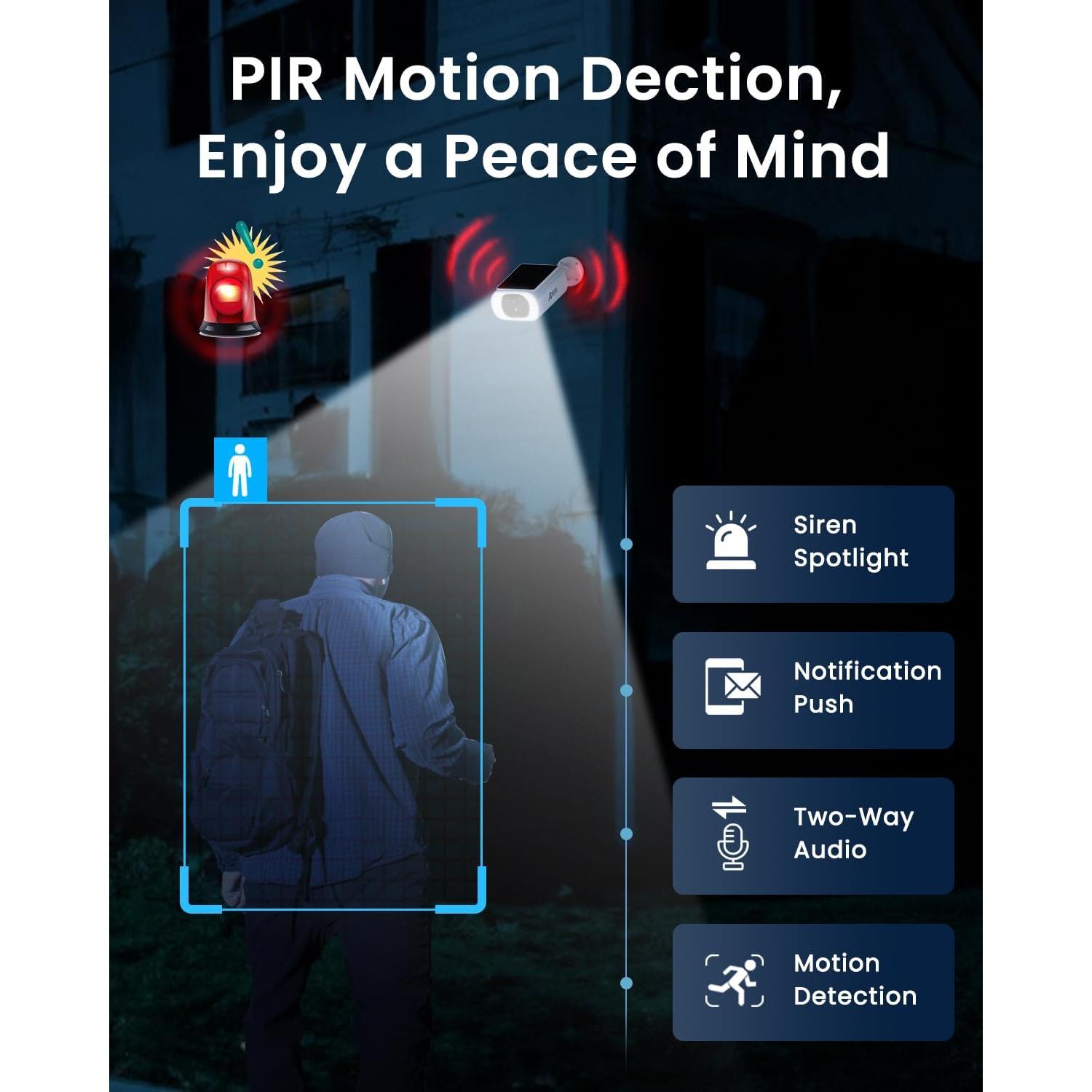 Cámaras de Seguridad ANRAN 2K Inalámbricas Solares 4 Pzas