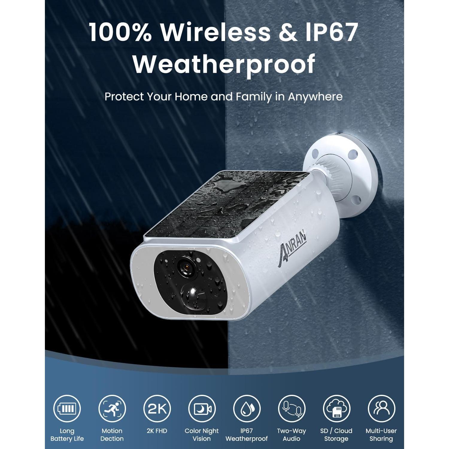 Cámaras de Seguridad ANRAN 2K Inalámbricas Solares 4 Pzas