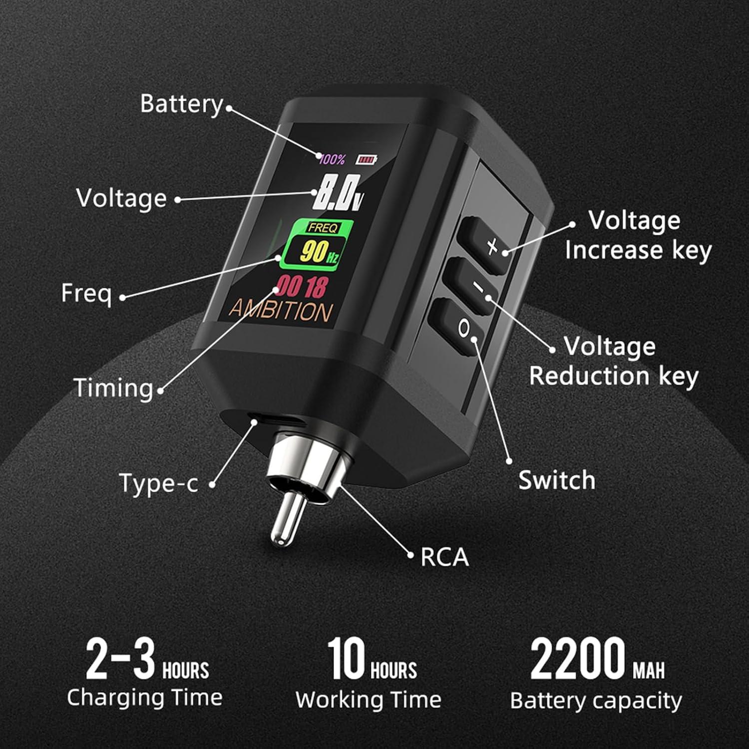 Máquina de Tatuaje Rotativa Ambition Lutin Inalámbrica 2200mAh