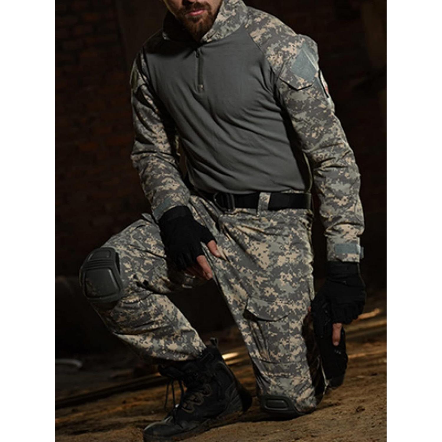 HARGLESMAN Traje Táctico Militar Hombre Camuflaje con Rodilleras