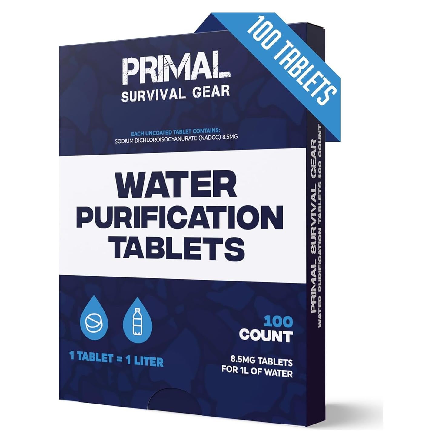 Tabletas Purificadoras de Agua Primal - 100 Tabletas 1L