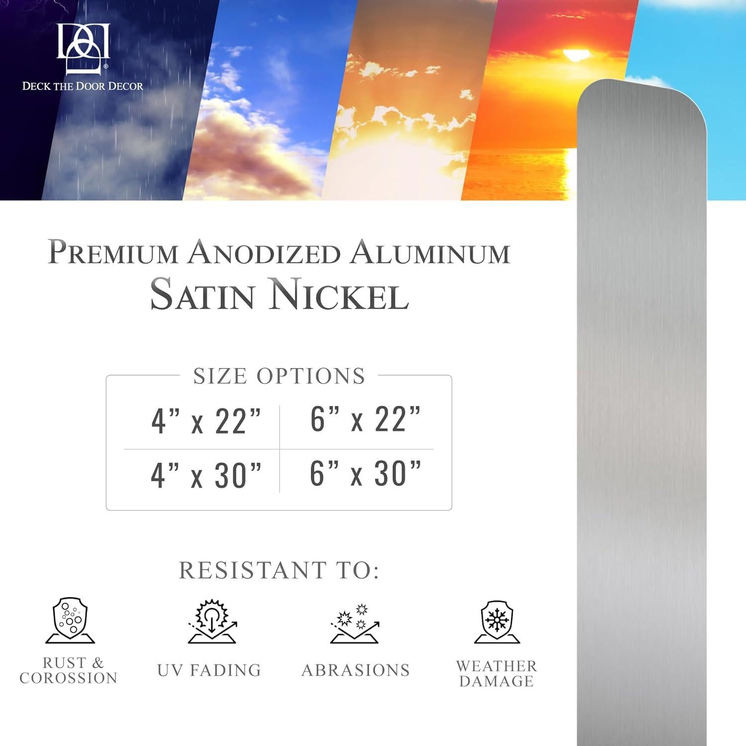 Placa de Protección para Puertas Deck the Door 10x56cm Níquel Satinado