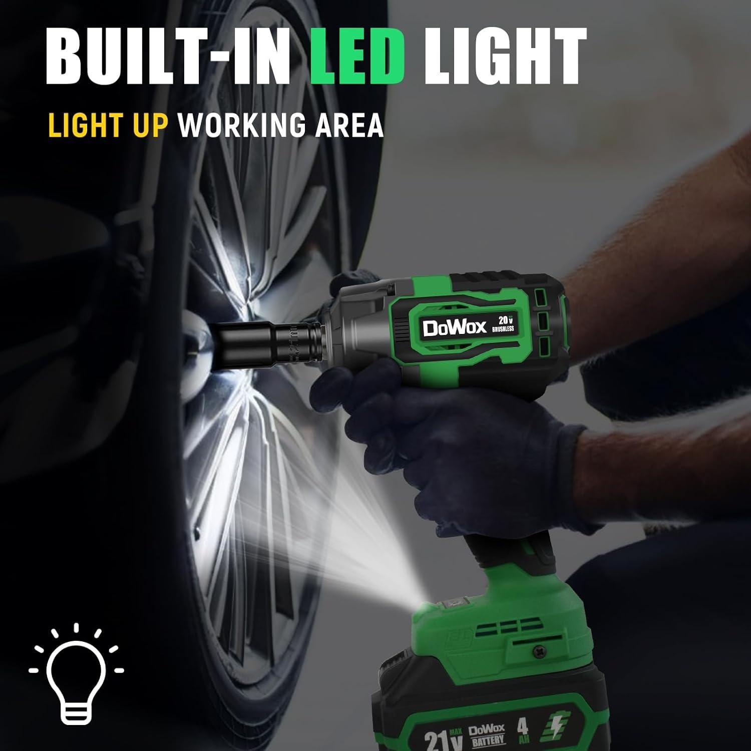 Llave de Impacto Inalámbrica DOWOX 1/2" 540Nm 21V 4.0Ah