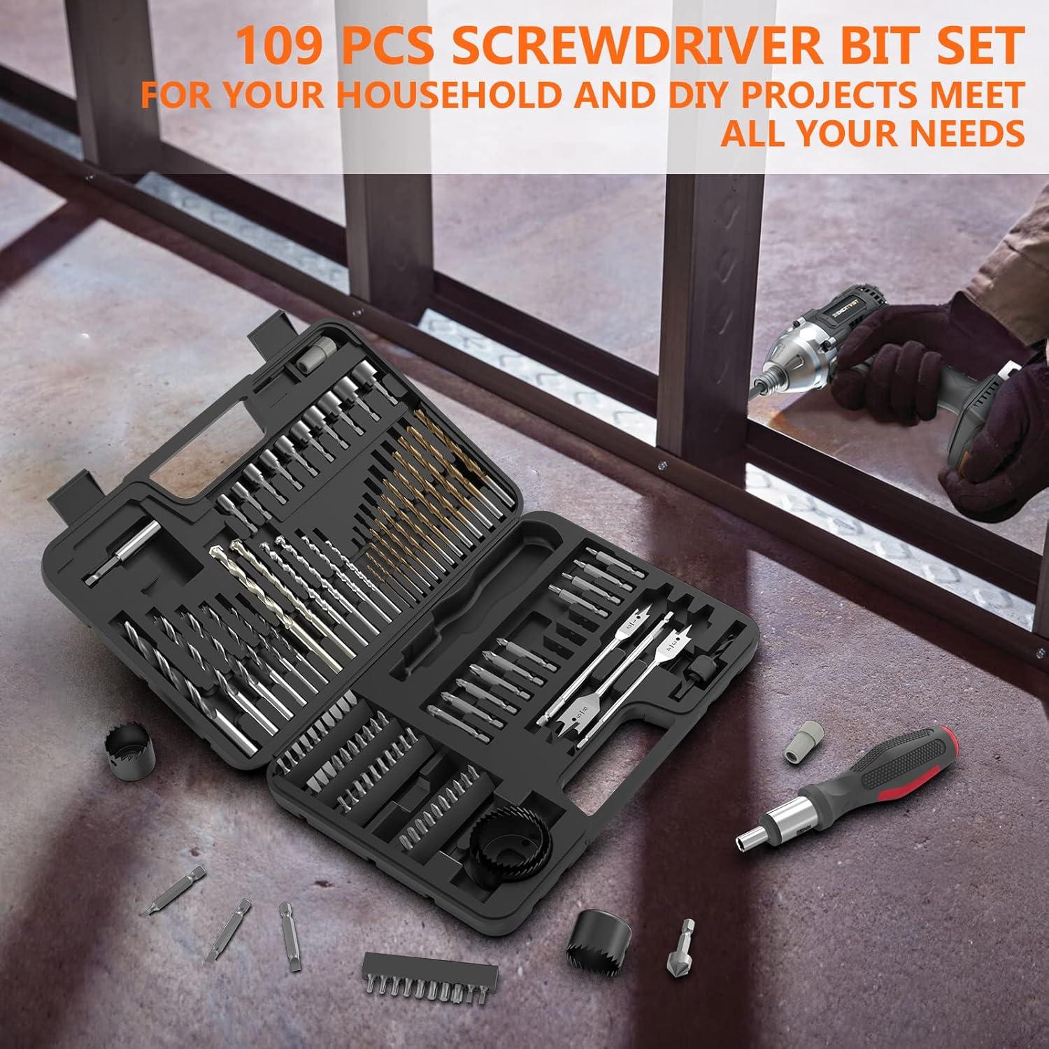 Juego de Brocas ENERTWIST 109 Piezas Titanio para Metal y Madera