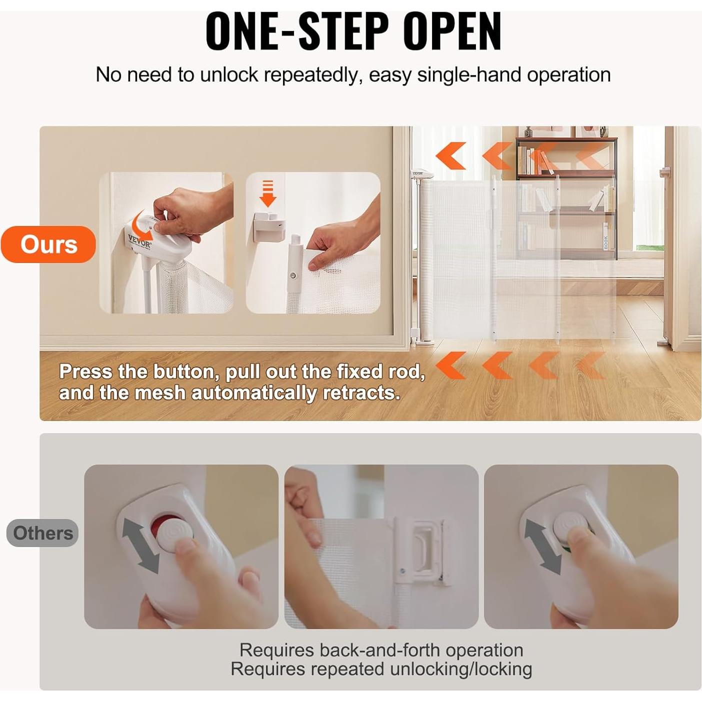 Puerta Retráctil VEVOR para Bebés y Mascotas 194 cm Ancho