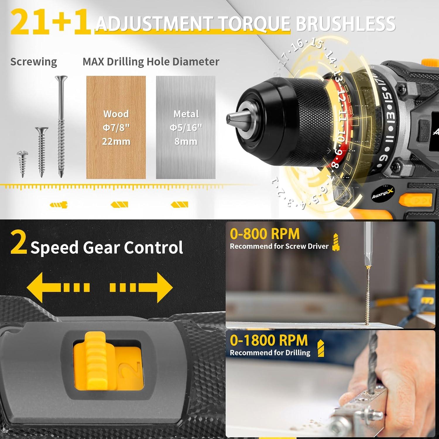 Juego de Herramientas Taladro Inalámbrico AwxryoX 20V 135Pcs