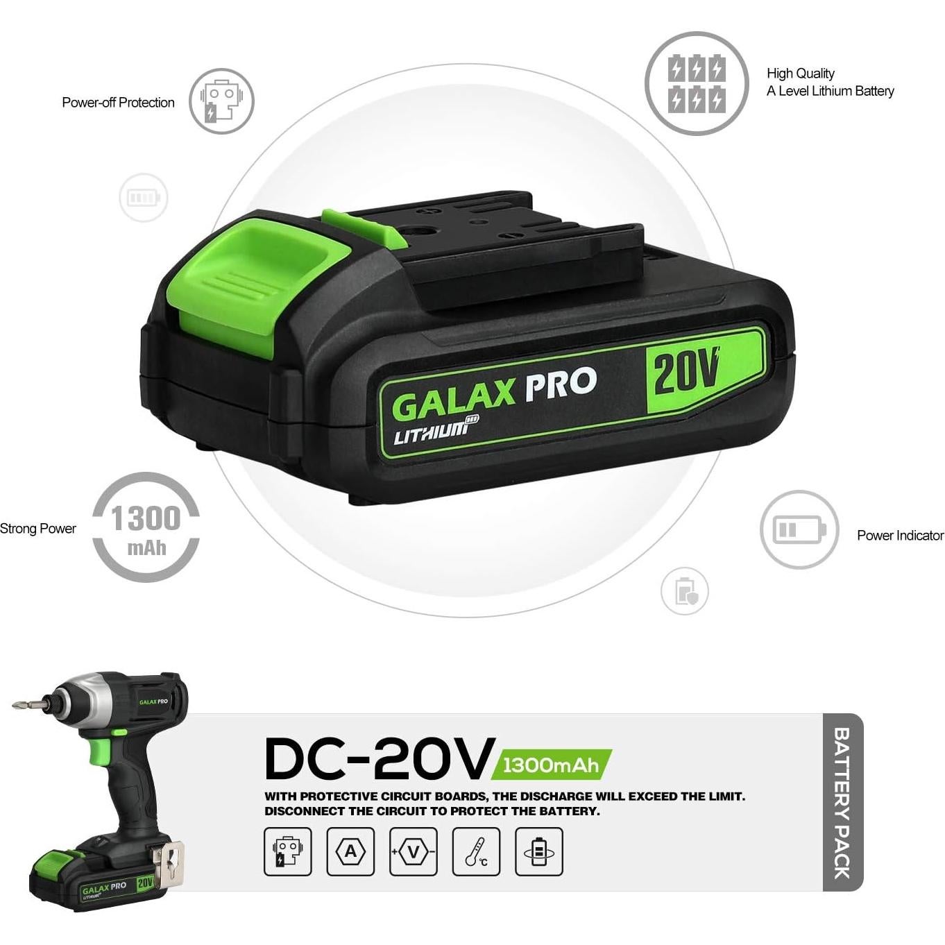 Destornillador de Impacto Inalámbrico GALAX PRO 20V 1.3Ah