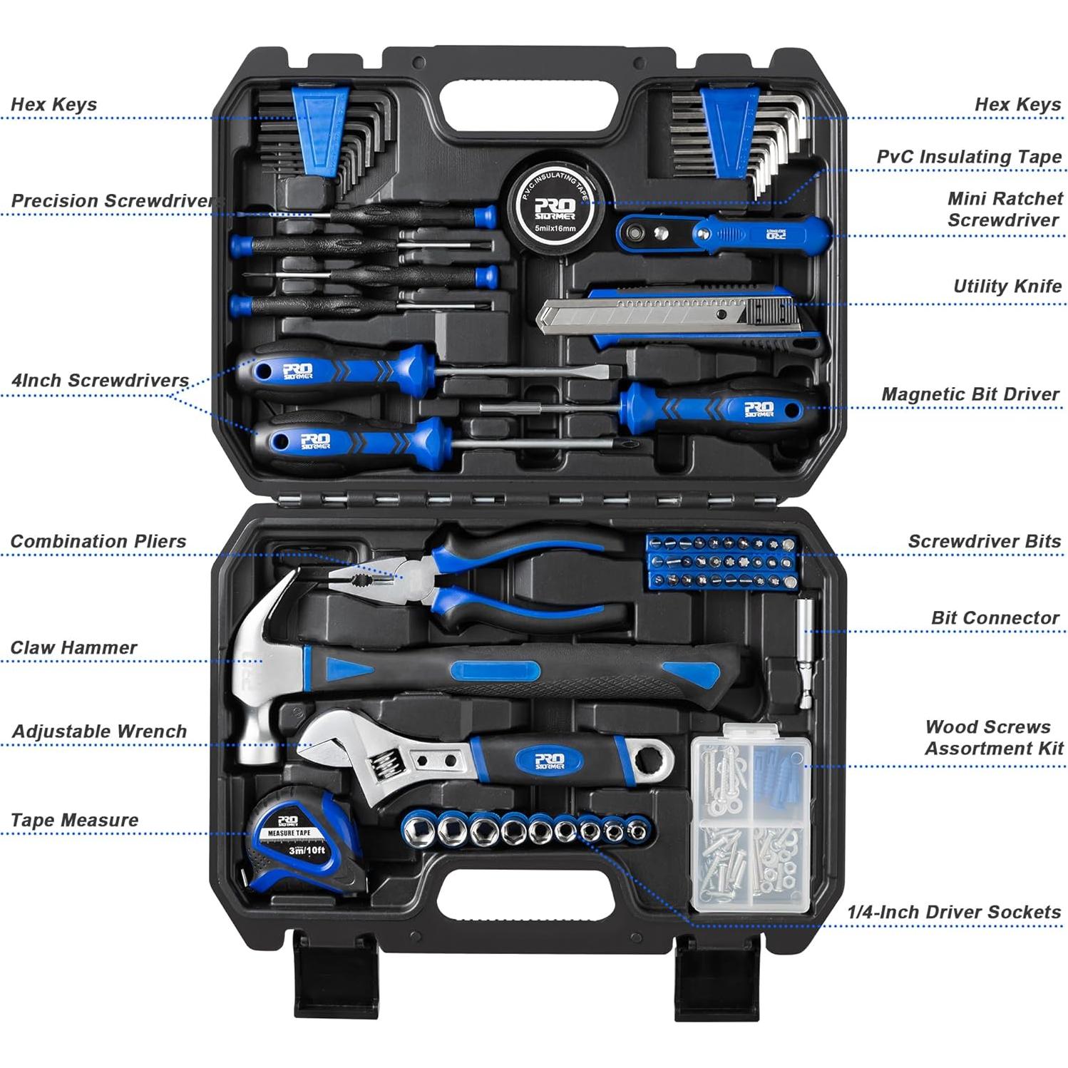 Kit de Herramientas Manuales Prostormer 160 Piezas Azul