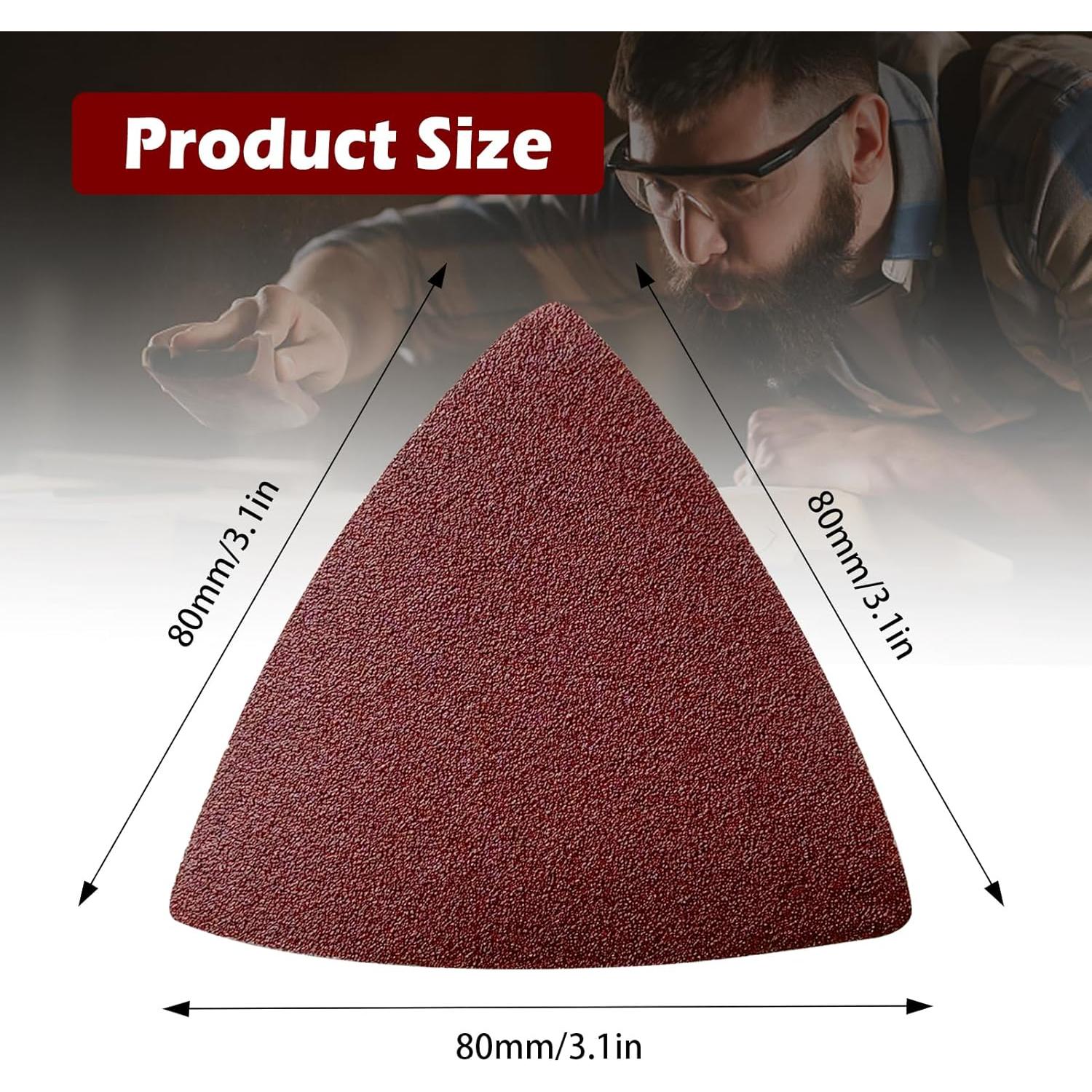 Juego de 100 Almohadillas de Lija Triangulares 80 mm Grano 60-240