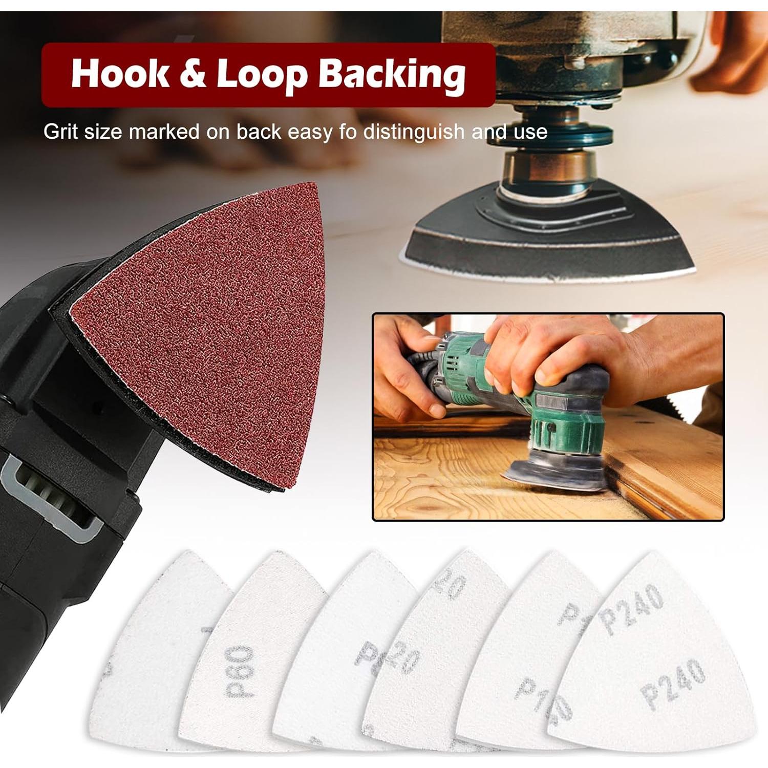 Juego de 100 Almohadillas de Lija Triangulares 80 mm Grano 60-240