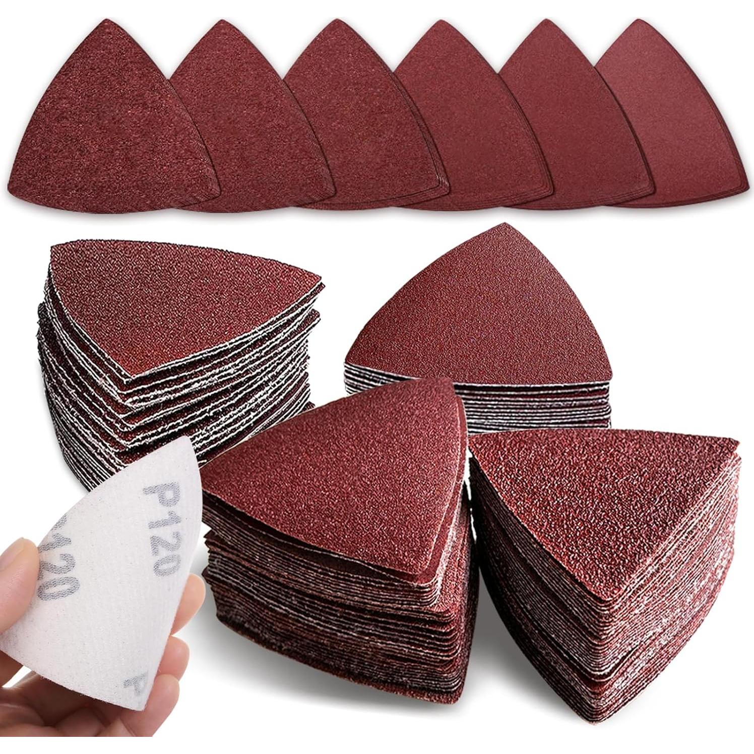 Juego de 100 Almohadillas de Lija Triangulares 80 mm Grano 60-240