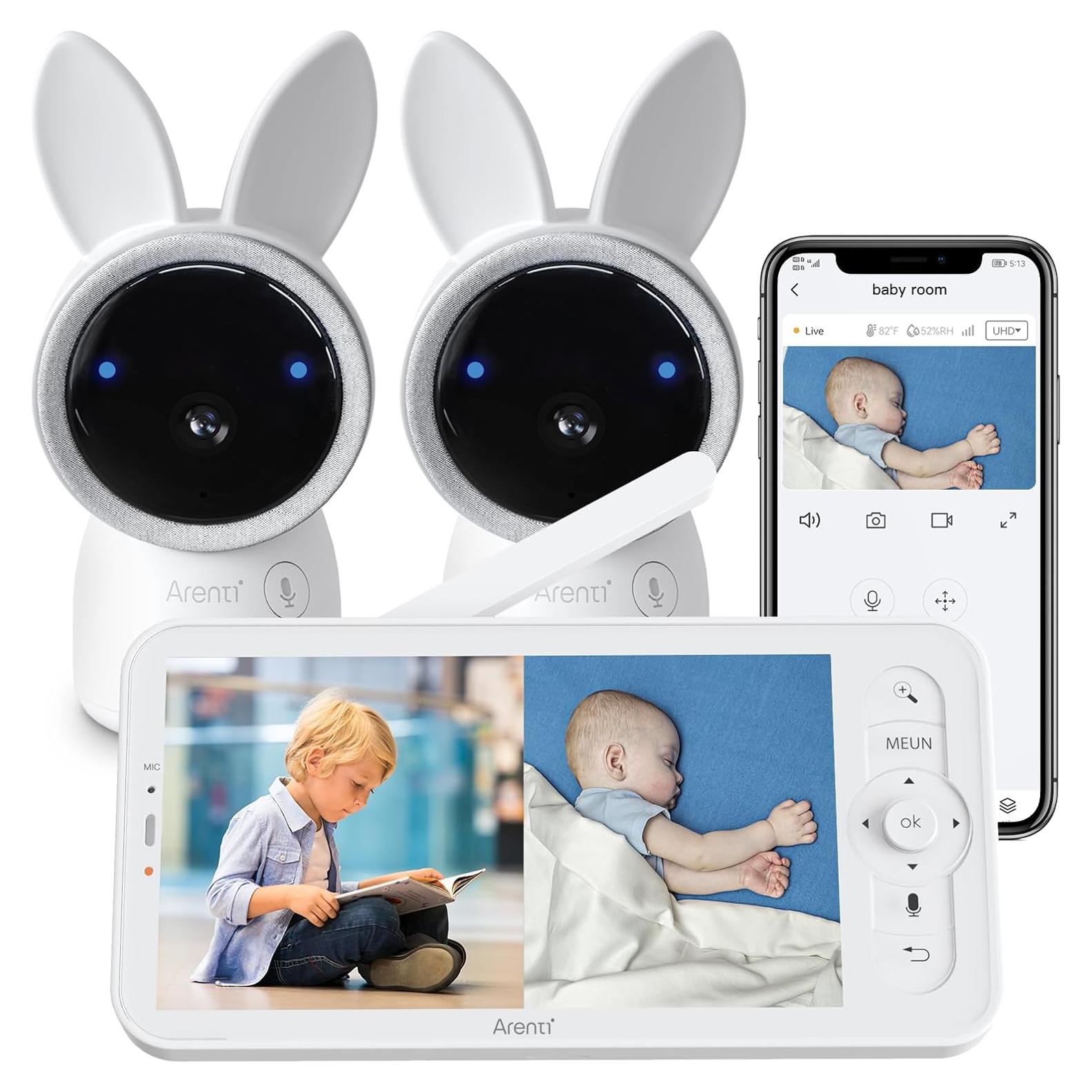 Monitor de Bebé ARENTI 2 Cámaras 2K UHD 5" WiFi