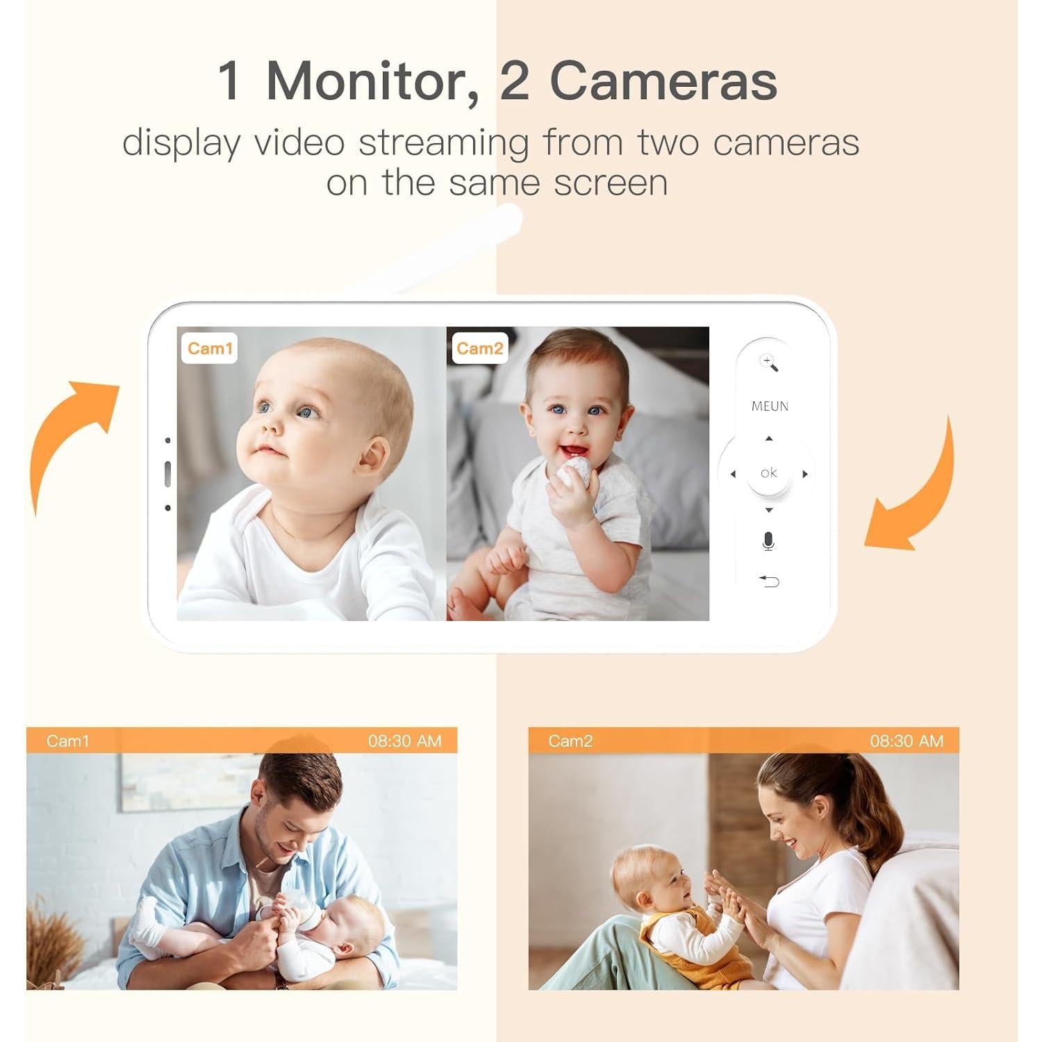 Monitor de Bebé ARENTI 2 Cámaras 2K UHD 5" WiFi