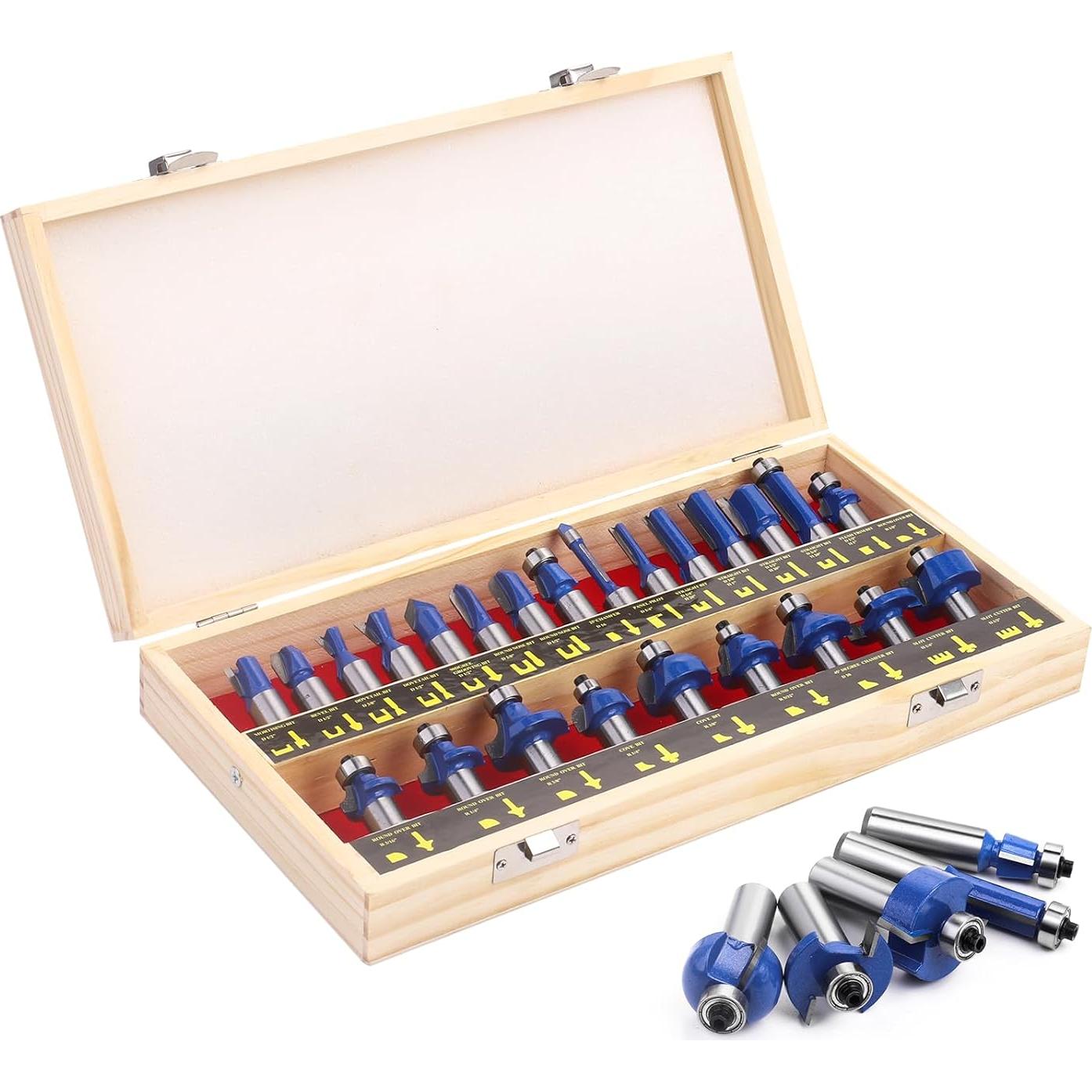 Juego de Brocas de Router UTRUSTTO 24 Piezas Vástago 12mm