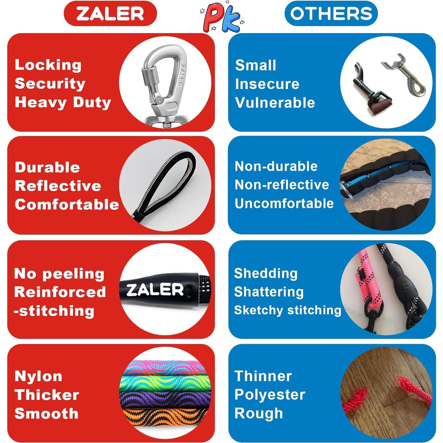 Correa para Perros ZALER 1,22m Nylon Resistente Negro Púrpura