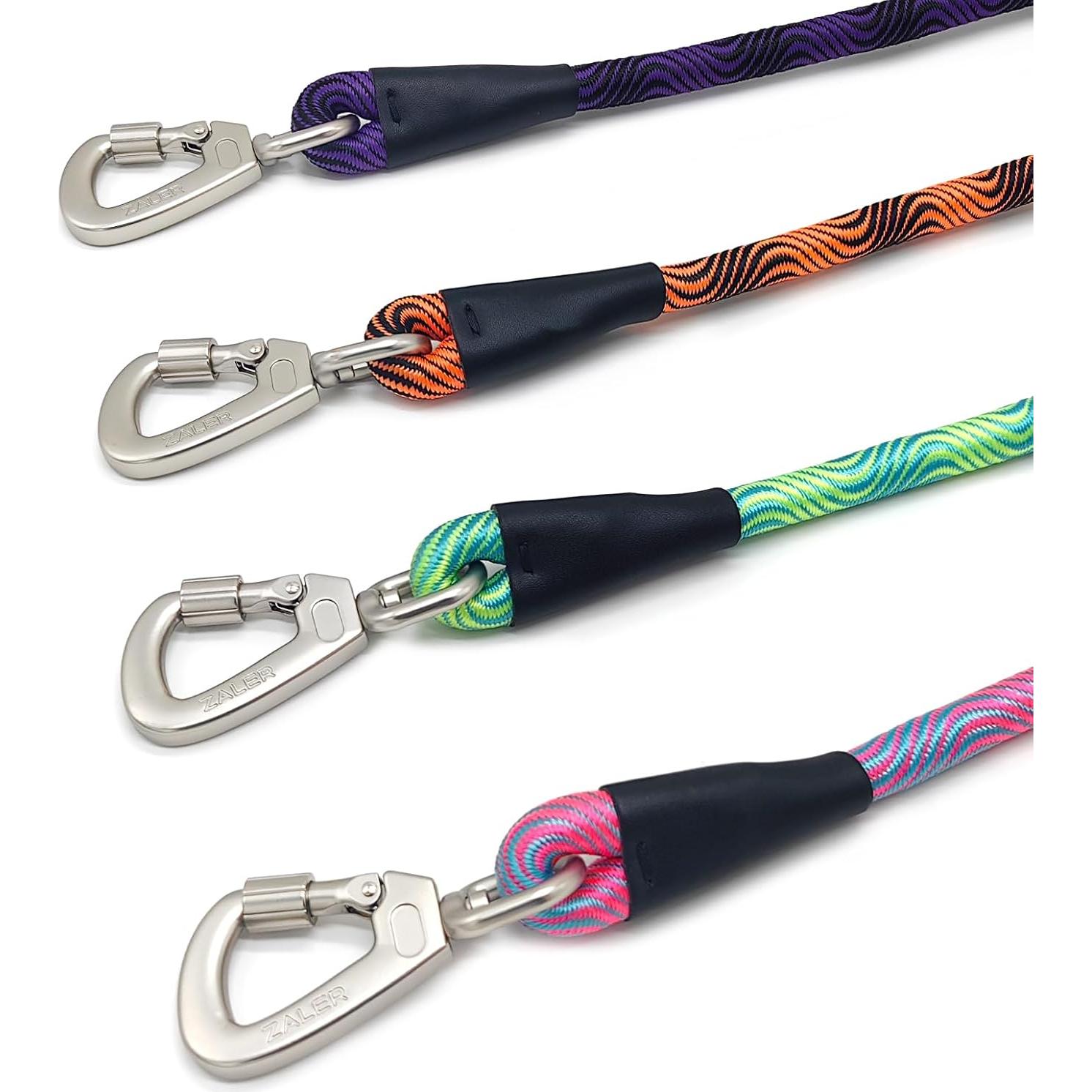 Correa para Perros ZALER 1,22m Nylon Resistente Negro Púrpura