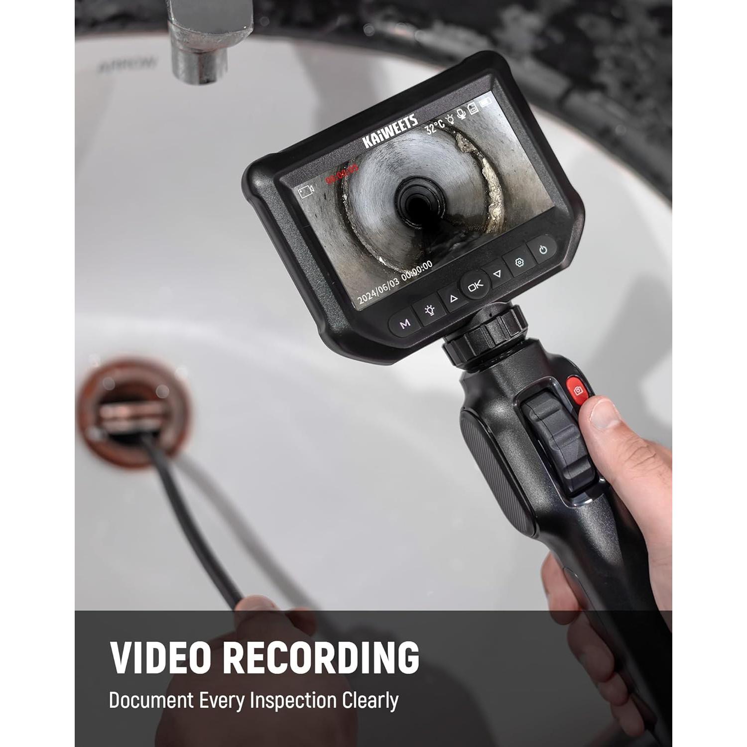 Borescopio Articulado KAIWEETS 1.52m con Luz LED y Pantalla IPS