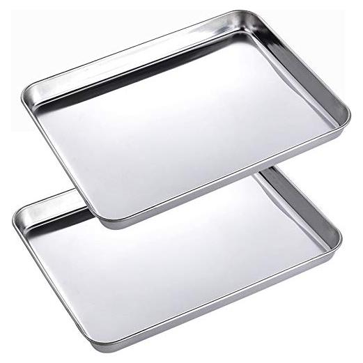 Paquete de 2 bandejas de acero inoxidable LabAider 26.67x20.32cm