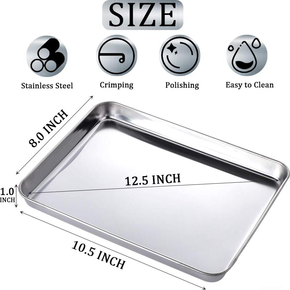 Paquete de 2 bandejas de acero inoxidable LabAider 26.67x20.32cm