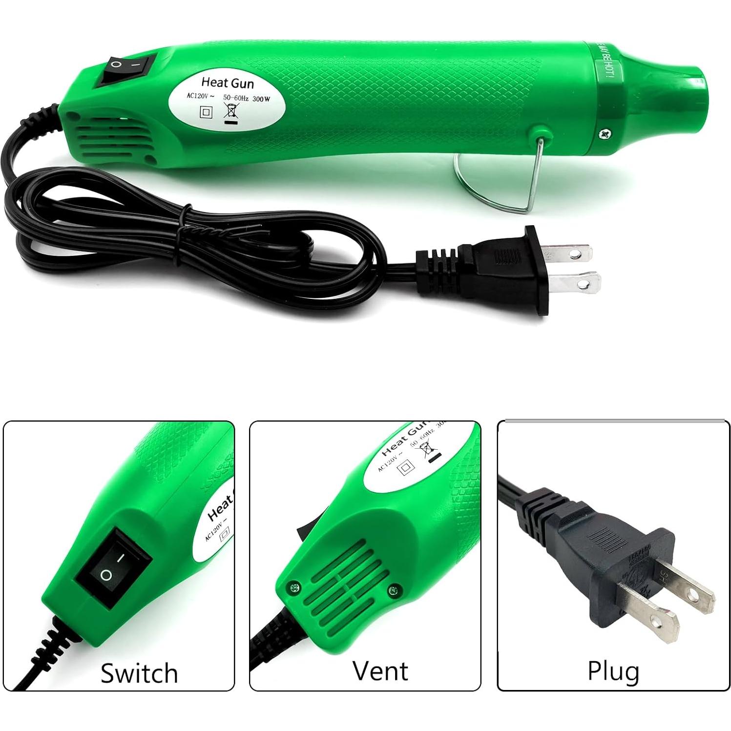 Mini Pistola de Calor QYQRQF 200°C Verde para Manualidades