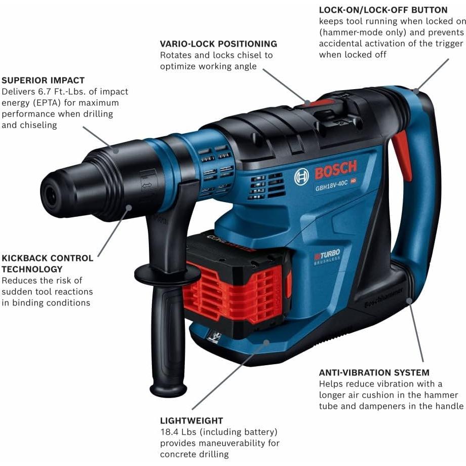 Martillo Rotativo Bosch GBH18V-40CK27 18V SDS-max 1-5/8"