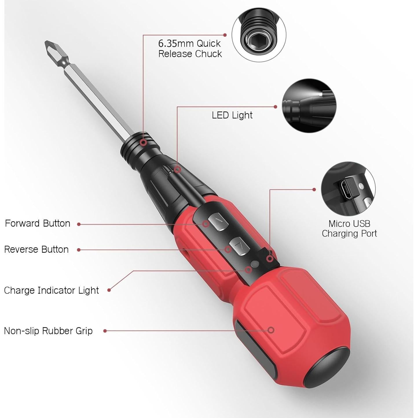Destornillador Eléctrico Inalámbrico LOFICOPER Rojo 280 RPM