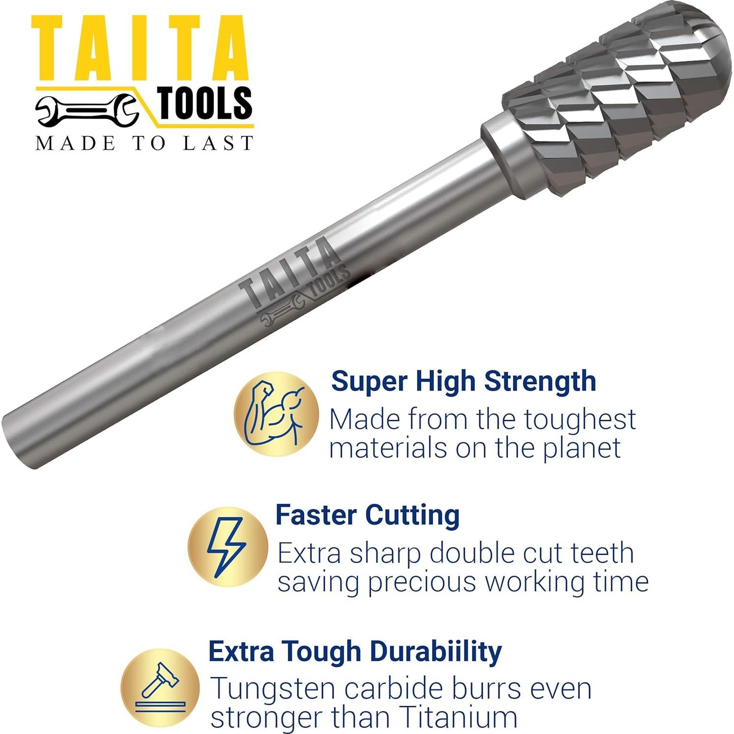 Fresa de Carburo TaitaTools 1/4" Eje Doble Corte 12.17mm