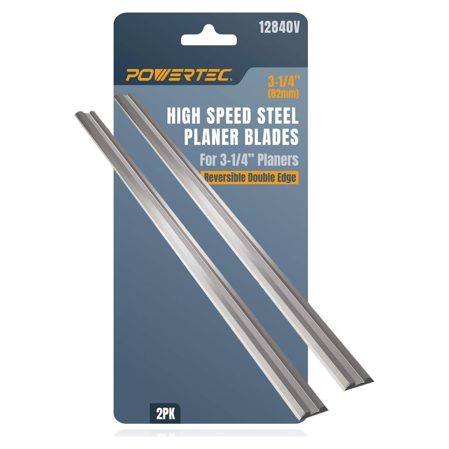 POWERTEC 3-1/4 inch HSS Planer Blades 2 PK for WEN 6530, DeWalt DCP580B, PORTER-CABLE PC70THP, RYOBI P611, BOSCH PK2632K, Makita XPK01Z, Craftsman, Skil Hand Planer, Replacement Electric Planer Blades