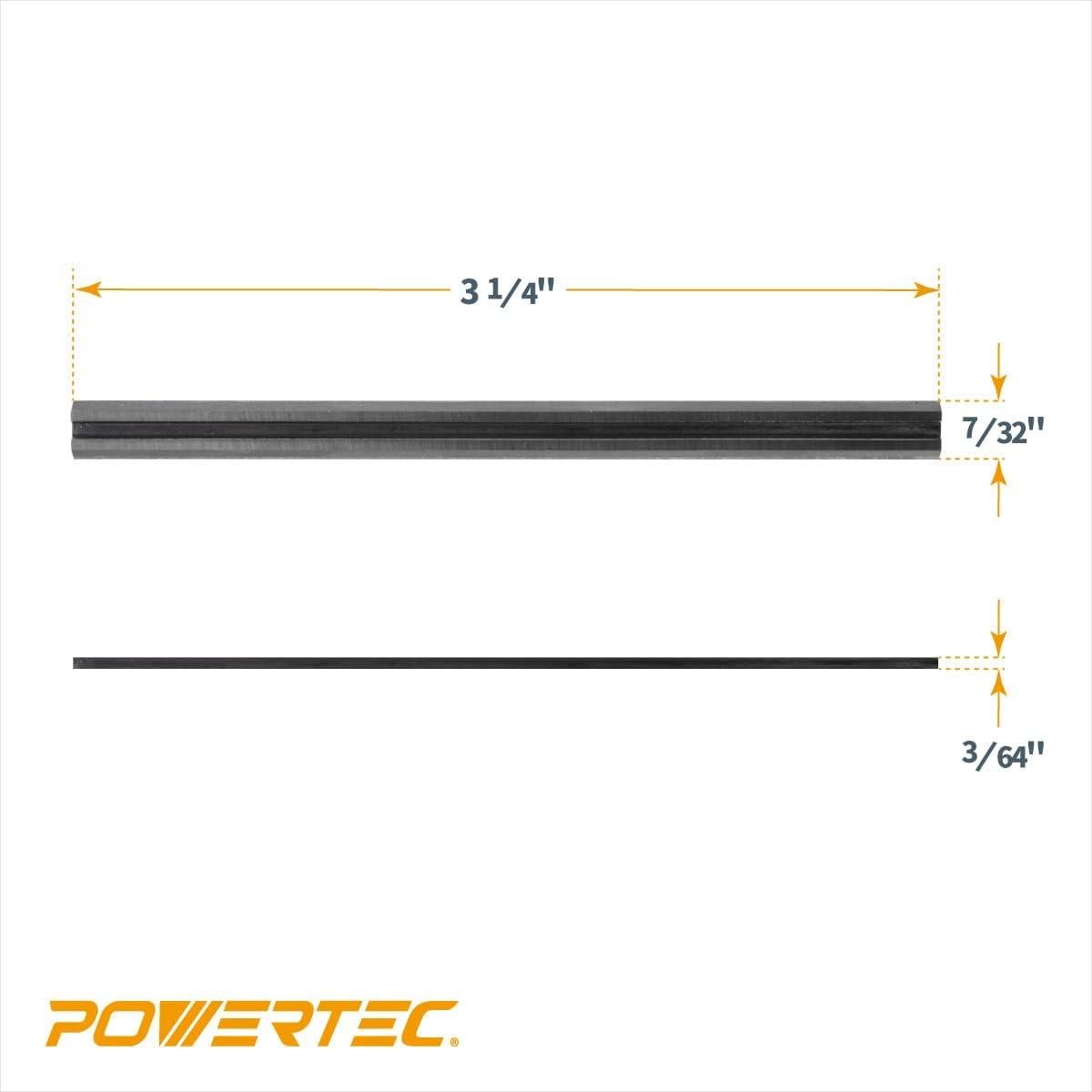 POWERTEC 3-1/4 inch HSS Planer Blades 2 PK for WEN 6530, DeWalt DCP580B, PORTER-CABLE PC70THP, RYOBI P611, BOSCH PK2632K, Makita XPK01Z, Craftsman, Skil Hand Planer, Replacement Electric Planer Blades