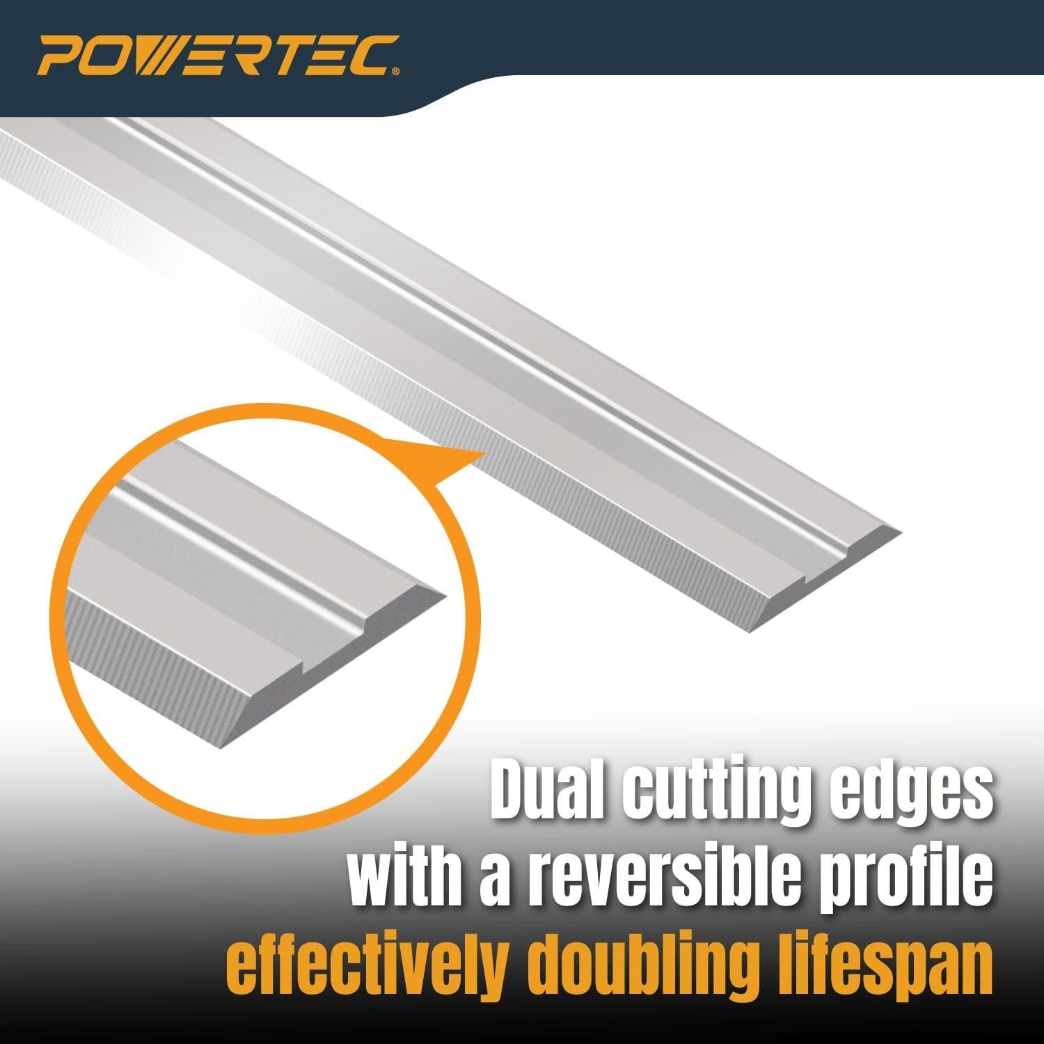 POWERTEC 3-1/4 inch HSS Planer Blades 2 PK for WEN 6530, DeWalt DCP580B, PORTER-CABLE PC70THP, RYOBI P611, BOSCH PK2632K, Makita XPK01Z, Craftsman, Skil Hand Planer, Replacement Electric Planer Blades