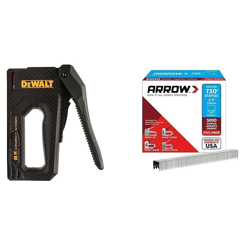 Grapadora Manual 2-en-1 DEWALT DWHT80276 + Grapas 3/8" Arrow 5000 Unidades