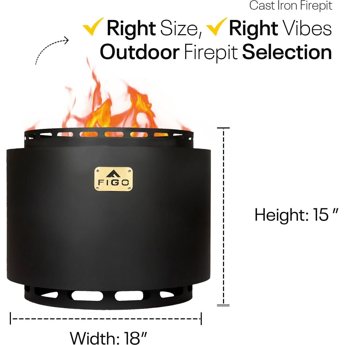 Hoguera Sin Humo FIGO HOME 45.72 cm Hierro Fundido