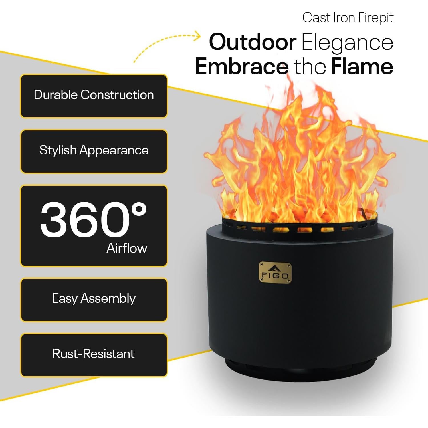 Hoguera Sin Humo FIGO HOME 45.72 cm Hierro Fundido