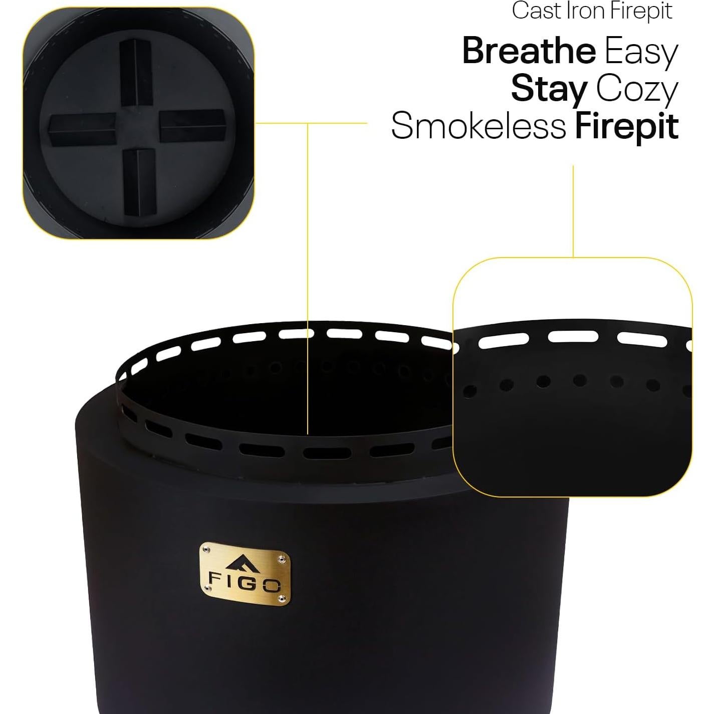 Hoguera Sin Humo FIGO HOME 45.72 cm Hierro Fundido