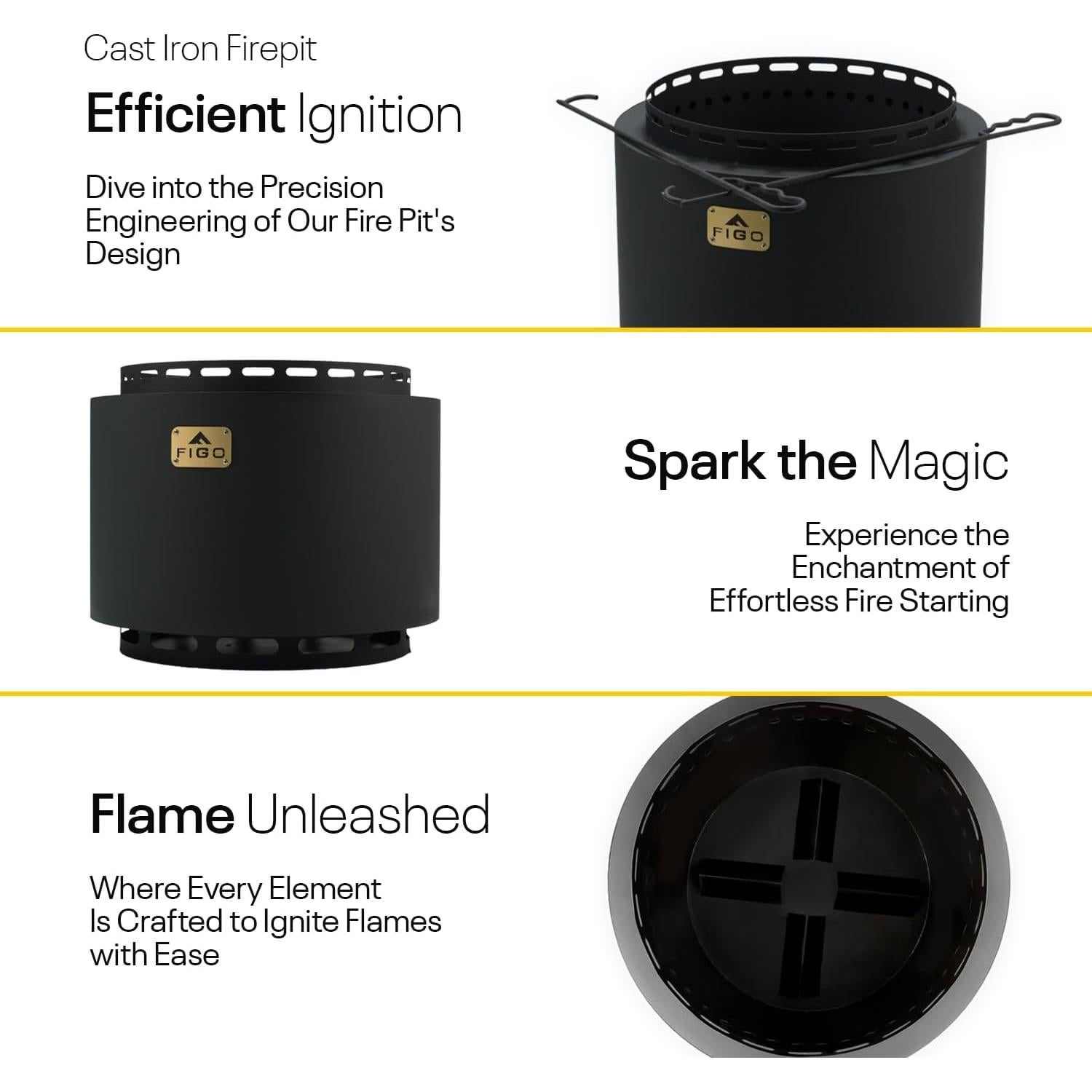 Hoguera Sin Humo FIGO HOME 45.72 cm Hierro Fundido