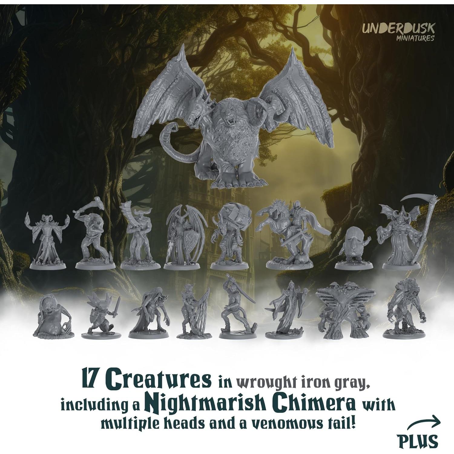 Miniaturas Sin Pintar Underdusk - 34 Criaturas para D&D