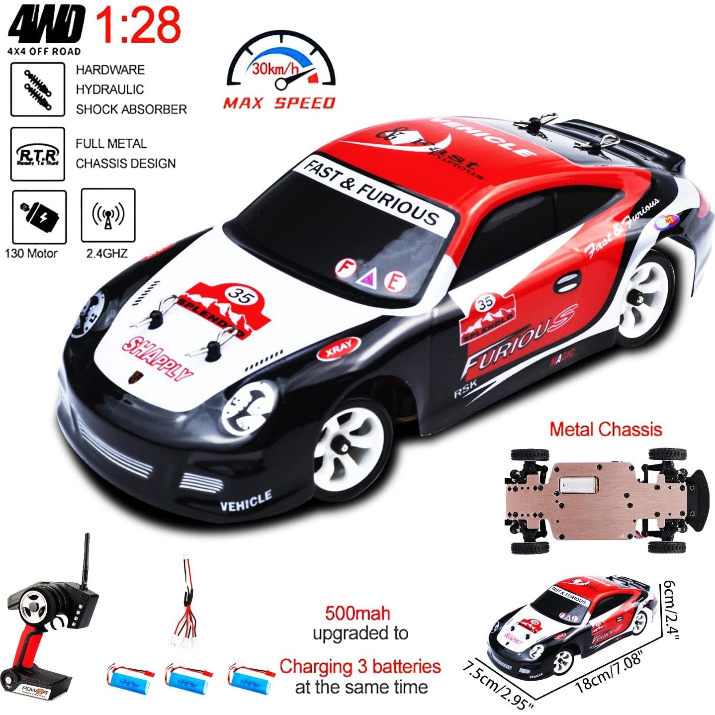 Coche RC WLtoys K969 1/28 4WD 30KM/H Batería 500mAh x3