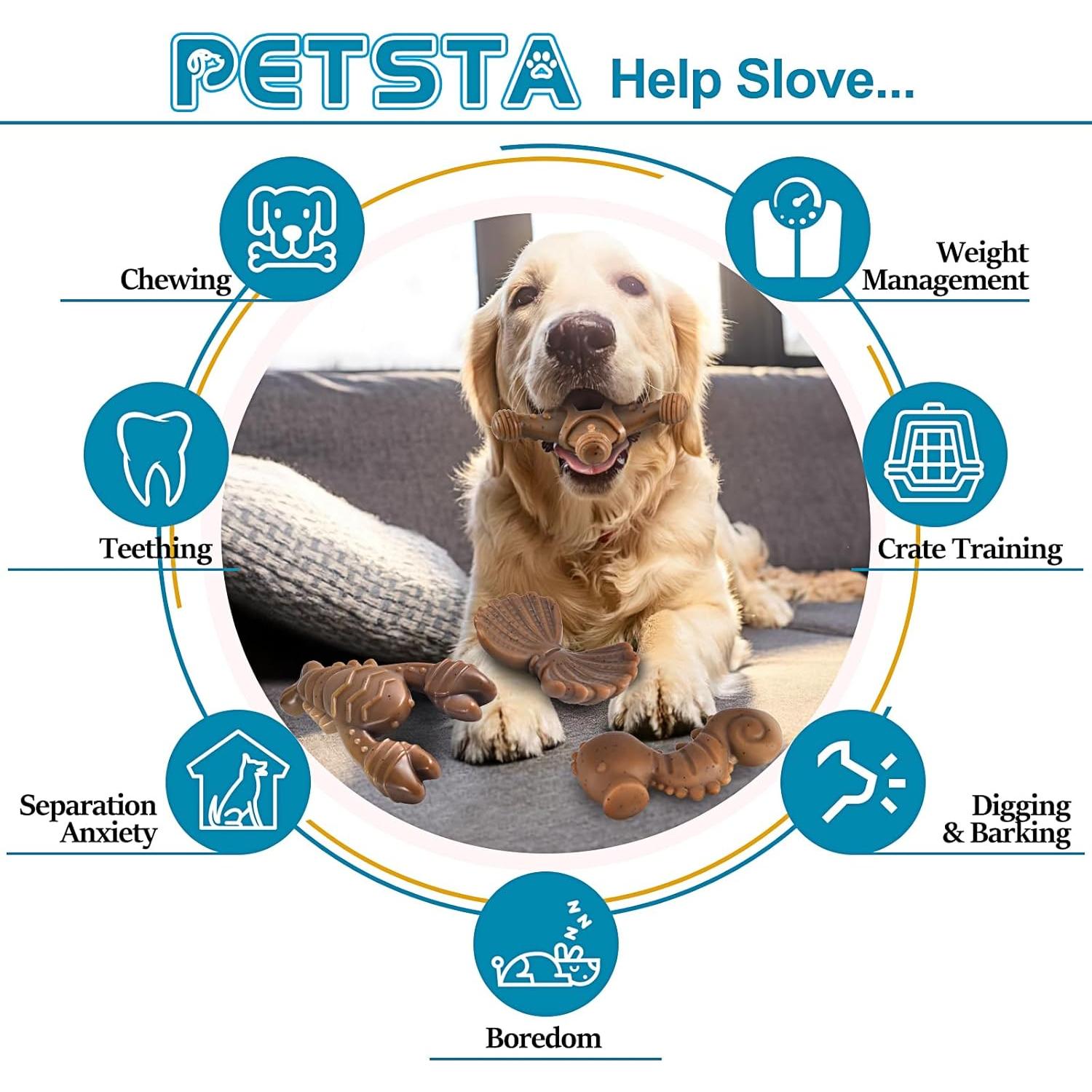 Juguetes para perros PETSTA indestructibles - Pack de 4