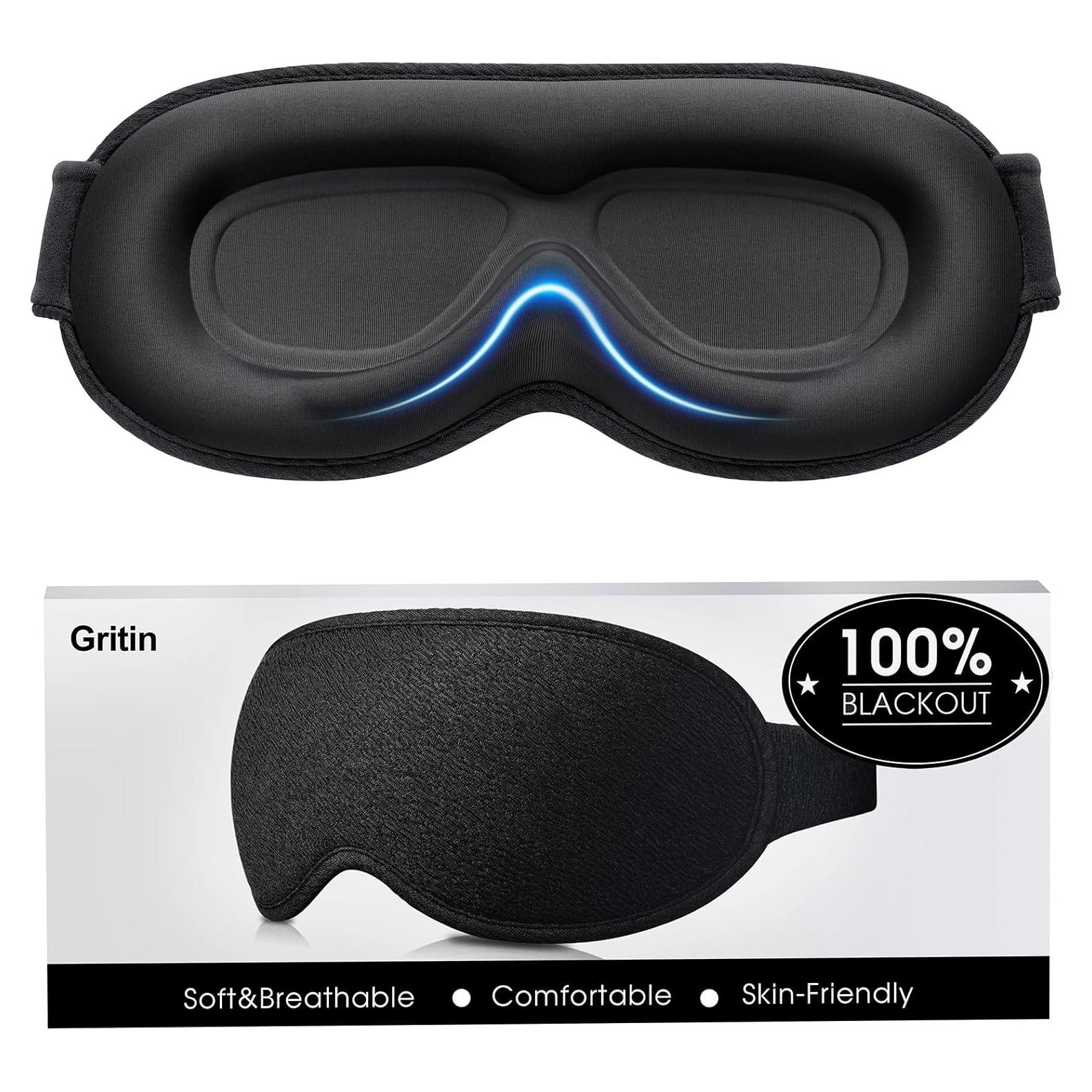 Máscara de Sueño Gritin 3D Blackout Ajustable - Ultra Suave