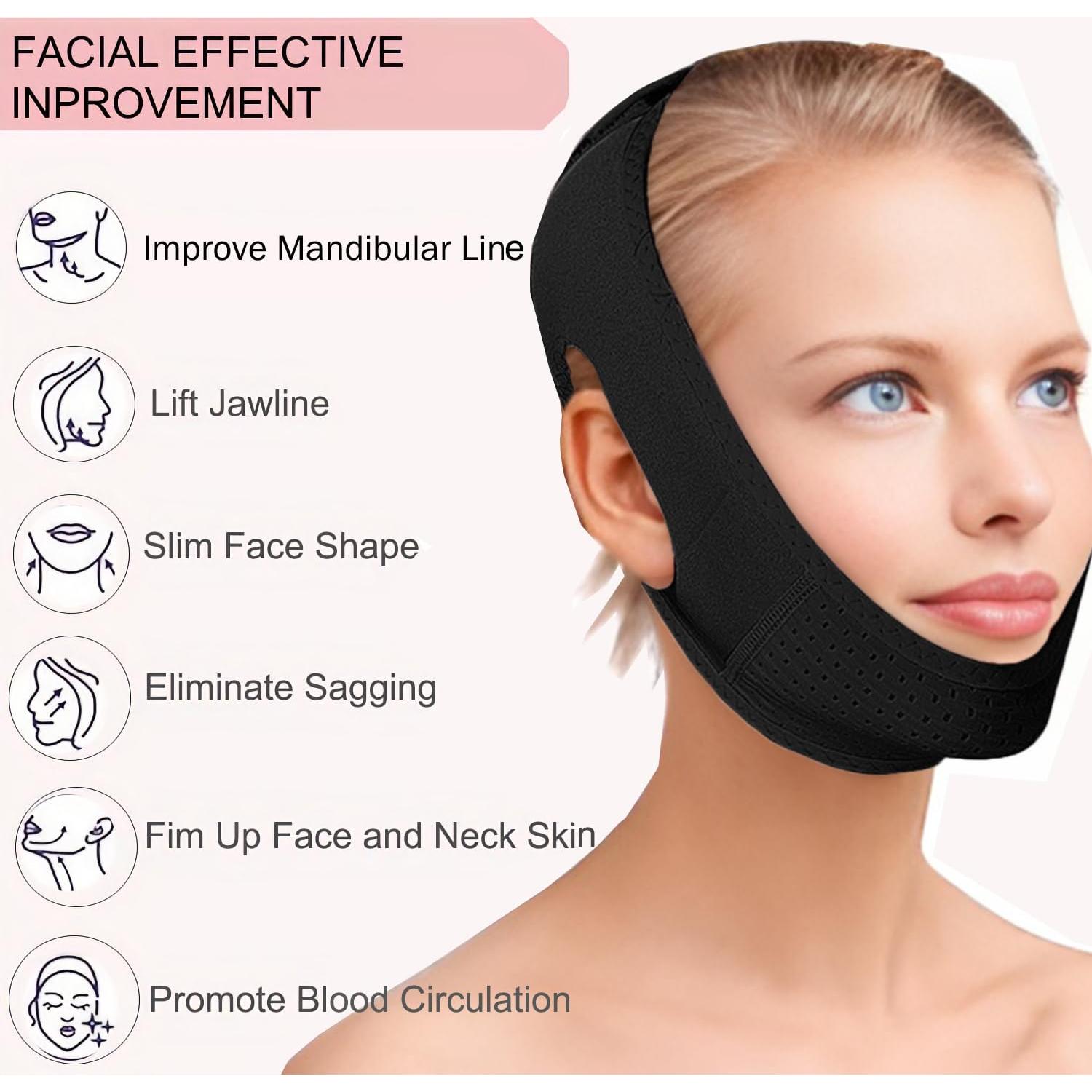 Correa de Barbilla MASIKA V-Line Negra para Dormir y Modelar