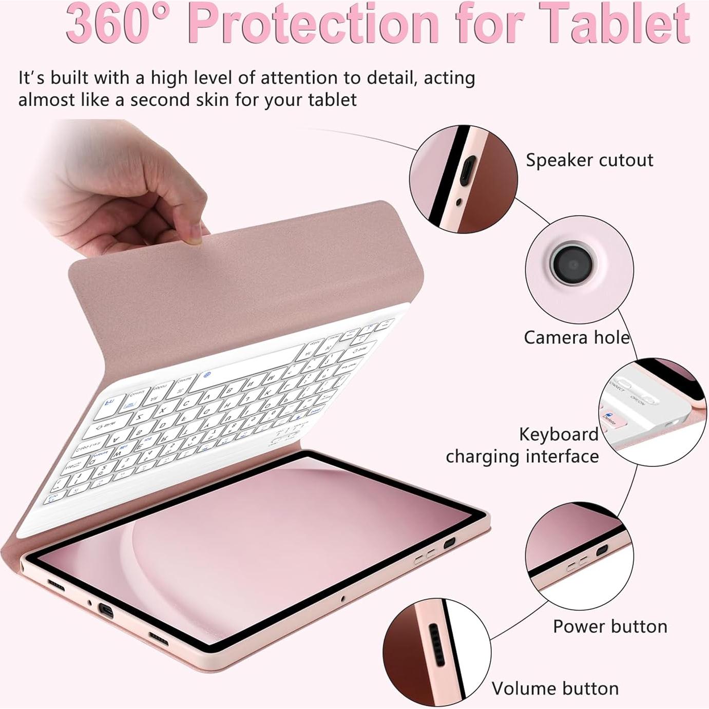 Funda Teclado Samsung Galaxy Tab A9 Plus 11" Rosa 2023
