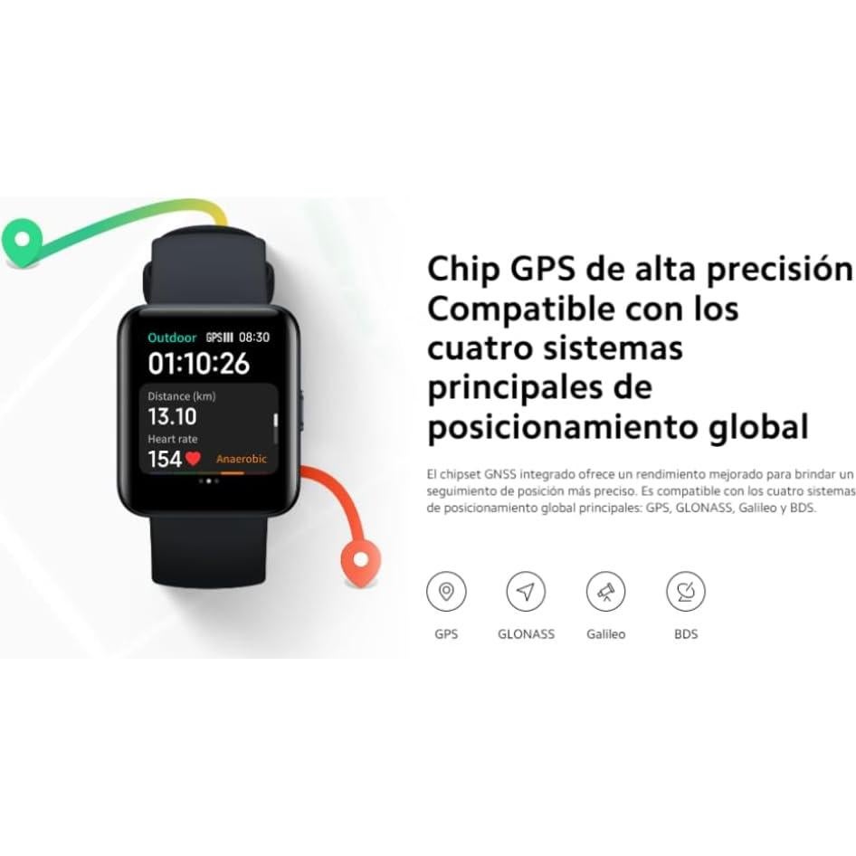 Xiaomi Redmi Watch 2 Lite, 100 modos fitness, GPS, negro