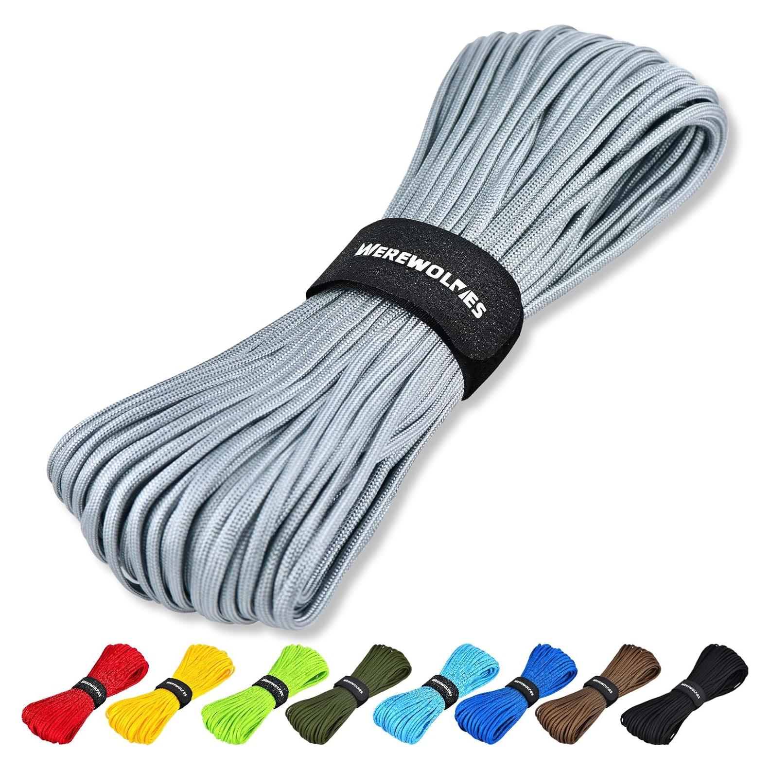 Cuerda Paracord WEREWOLVES 60.96m 4mm Gris para DIY y Supervivencia