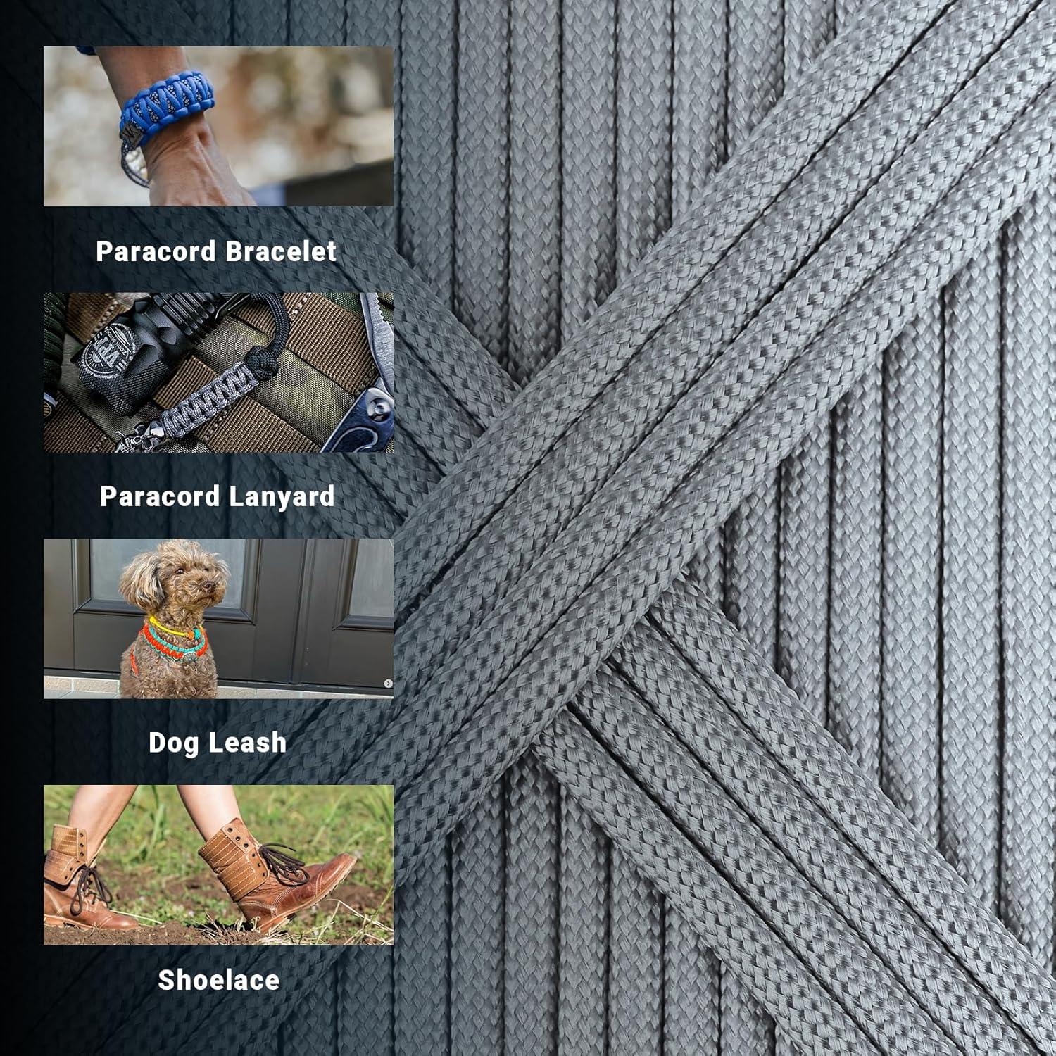 Cuerda Paracord WEREWOLVES 60.96m 4mm Gris para DIY y Supervivencia