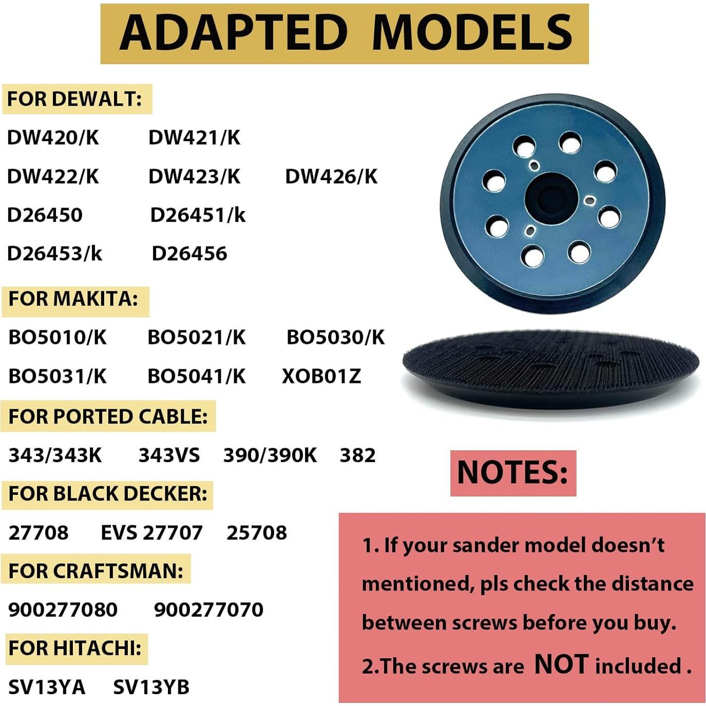 2 Almohadillas de Reemplazo 5" para Lijadora Dewalt/Makita
