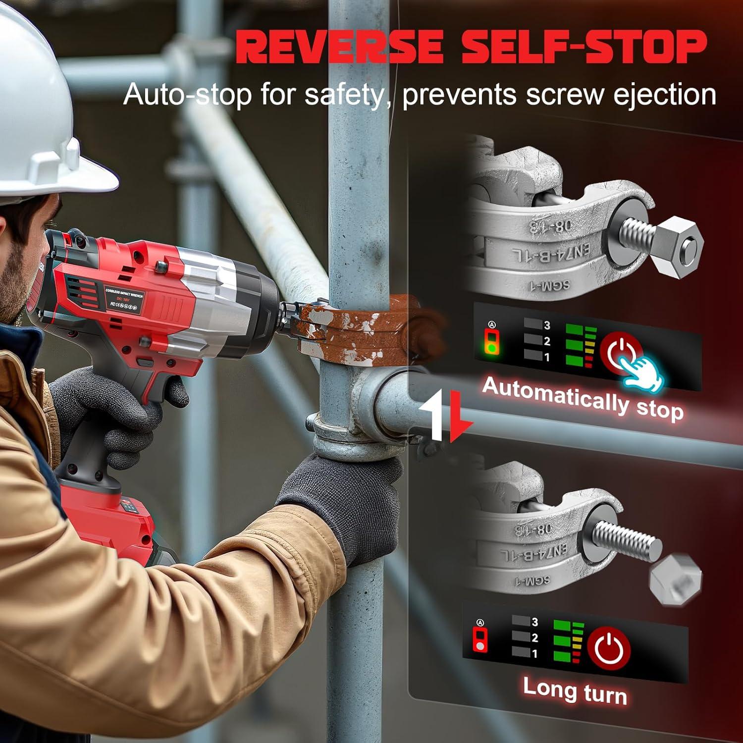 Llave de impacto inalámbrica 1/2" DIYtoolifz 1400 Nm 18V