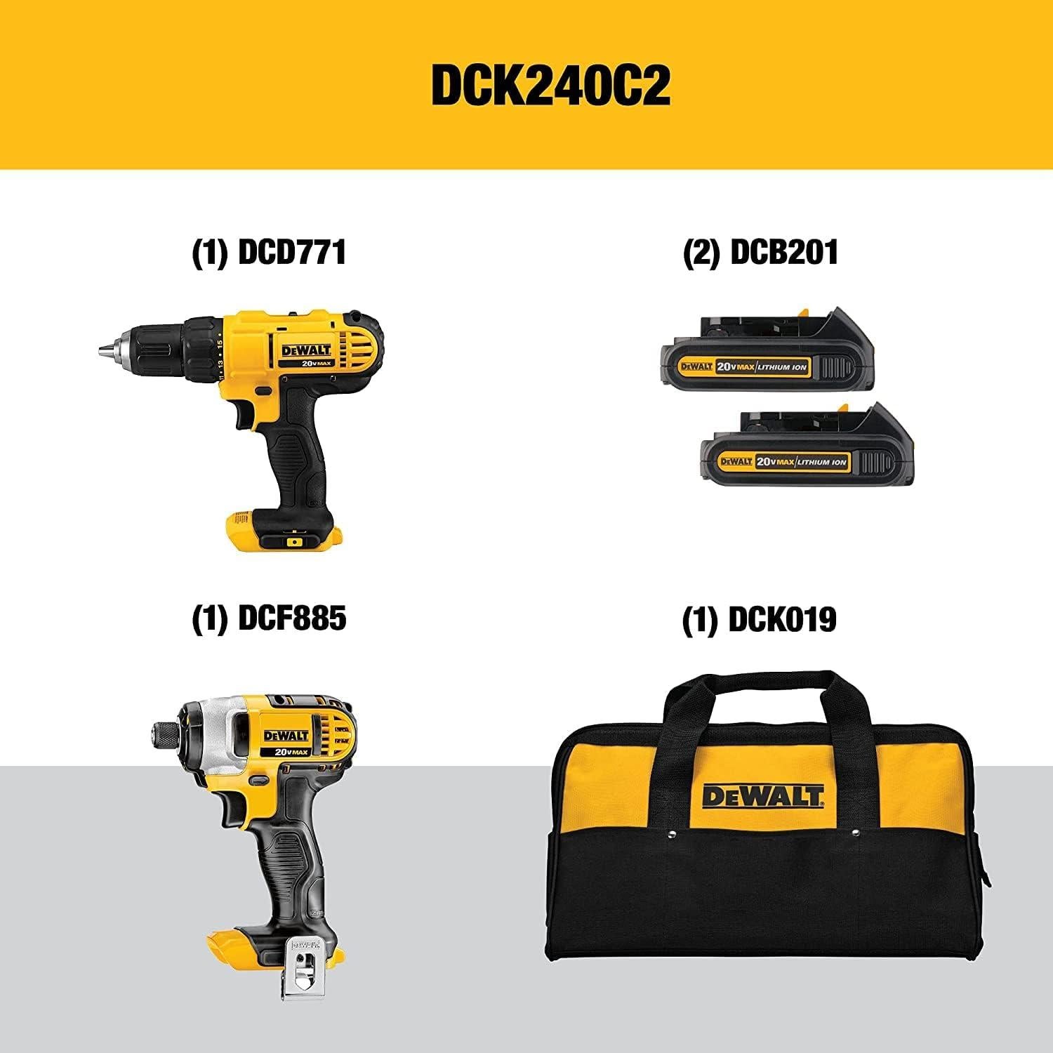 Taladro Inalámbrico DEWALT 20V Max DCK240C2 2-Herramientas