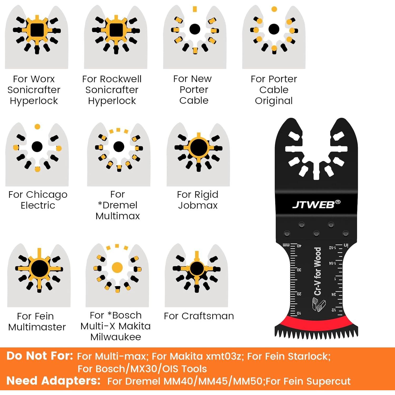 Hojas de Sierra Oscilante JTWEB 10PCS para Madera y Plástico