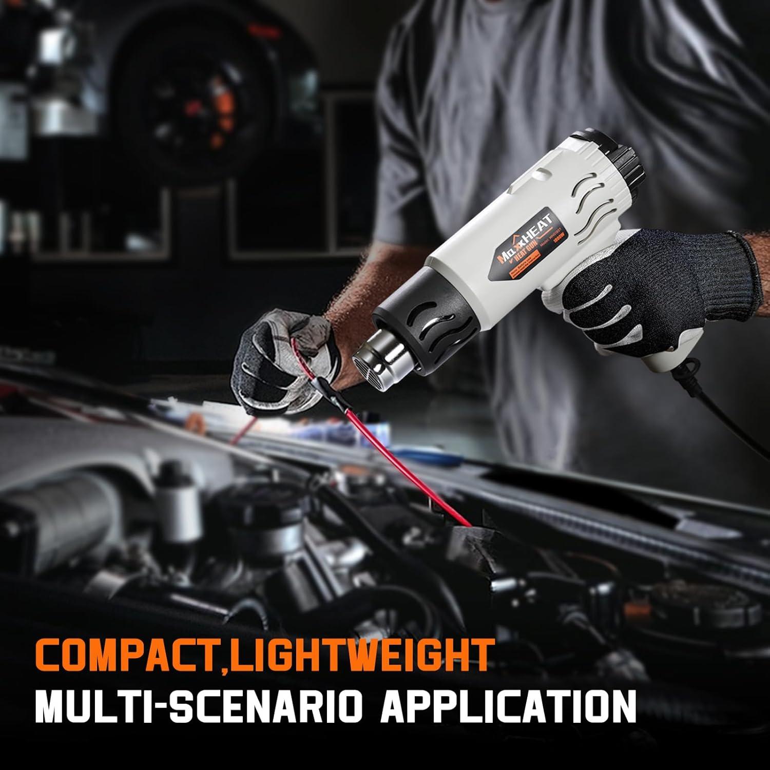 Pistola de Calor Maxxheat 1800W con Doble Fusible y 4 Boquillas