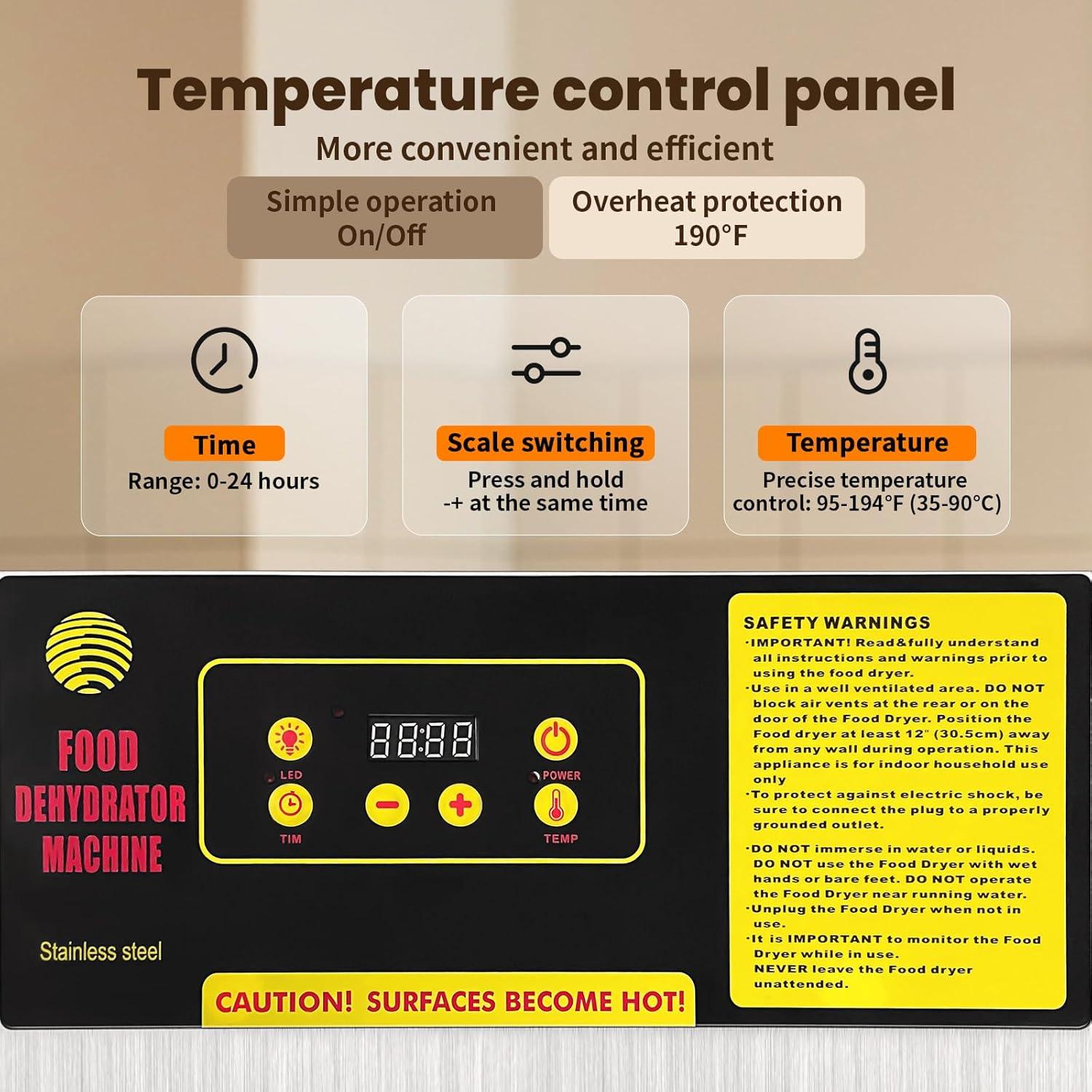 Deshidratadora de Alimentos FAHKNS 8 Bandejas Acero Inoxidable 700W
